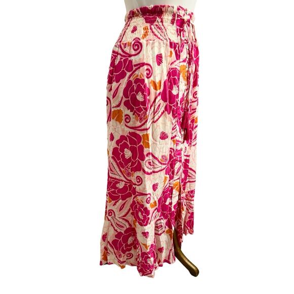 Nicole Miller Small Button Pink Floral Colorful Lightweight Maxi Skirt OR Dress - Picture 8 of 11